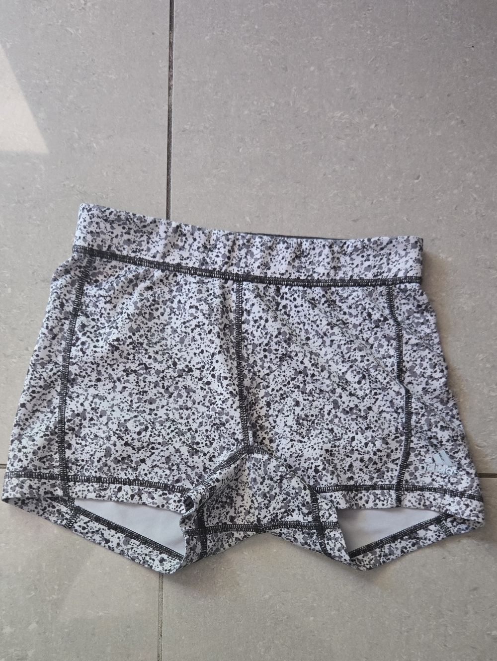 Speckled Black and White Bike Shorts - Mid-Rise Activewear